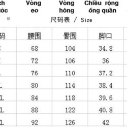 Dịch bảng size quần áo Trung Quốc "Nhầm Size" không còn là nỗi lo