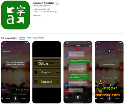 Microsoft Translator trong cửa hàng ứng dụng Appstore