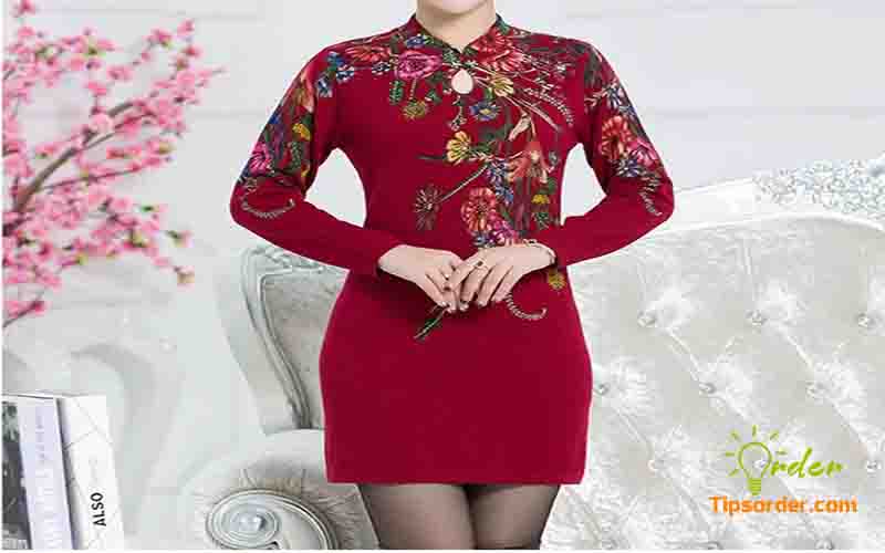 Đầm ôm body trung niên - Đầm Quảng Châu trung niên