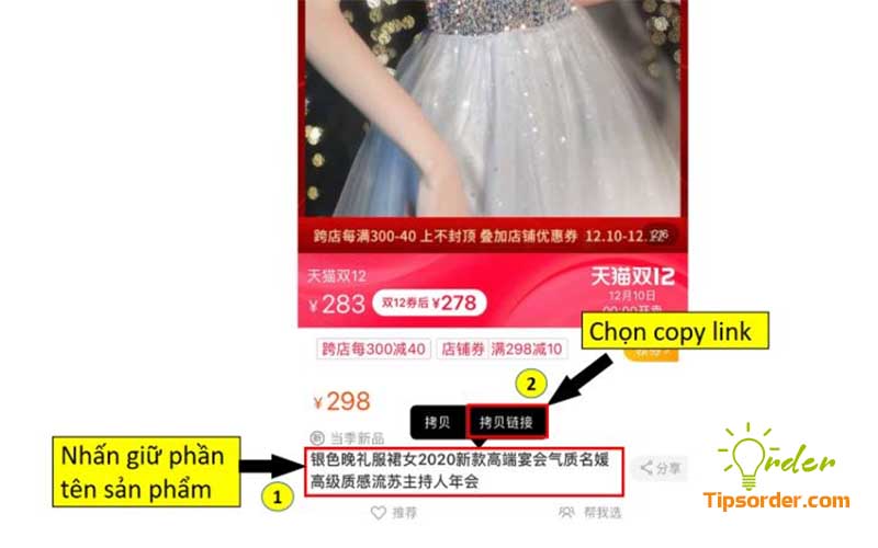 Hướng dẫn copy link Taobao trên điện thoại.