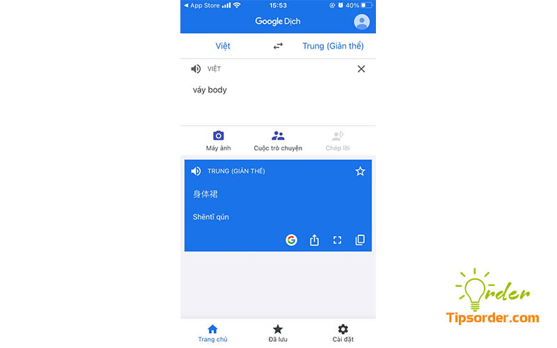 App Google dịch được sử dụng trên Iphone