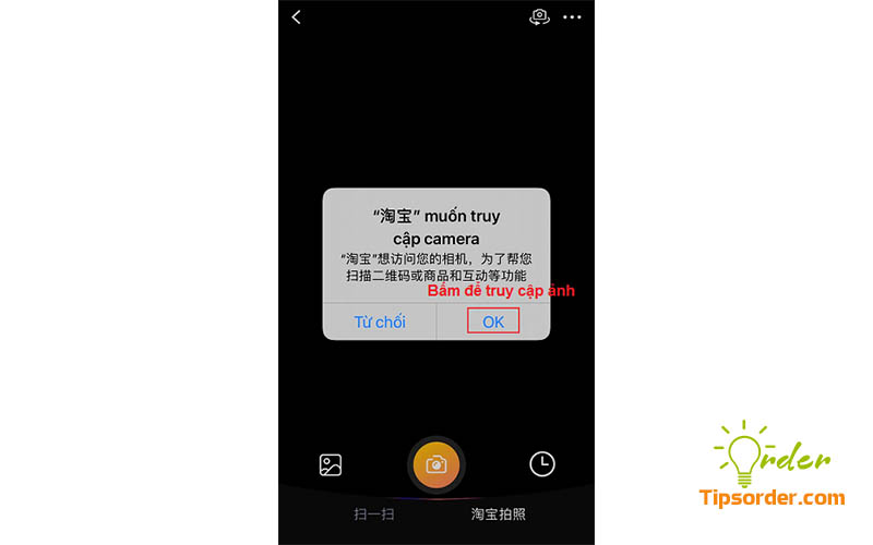 Bấm “OK” để cho phép Taobao truy cập ảnh