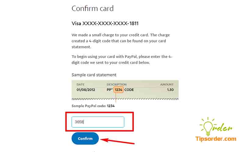 Nhấn “ Confirm” để hoàn tất thao tác xác minh thẻ.