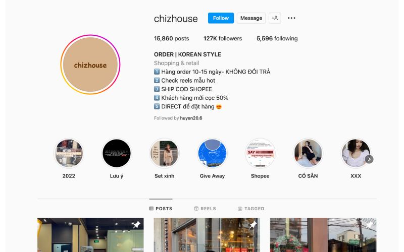 Chizhouse là shop order Taobao nổi tiếng với 127K lượt theo dõi