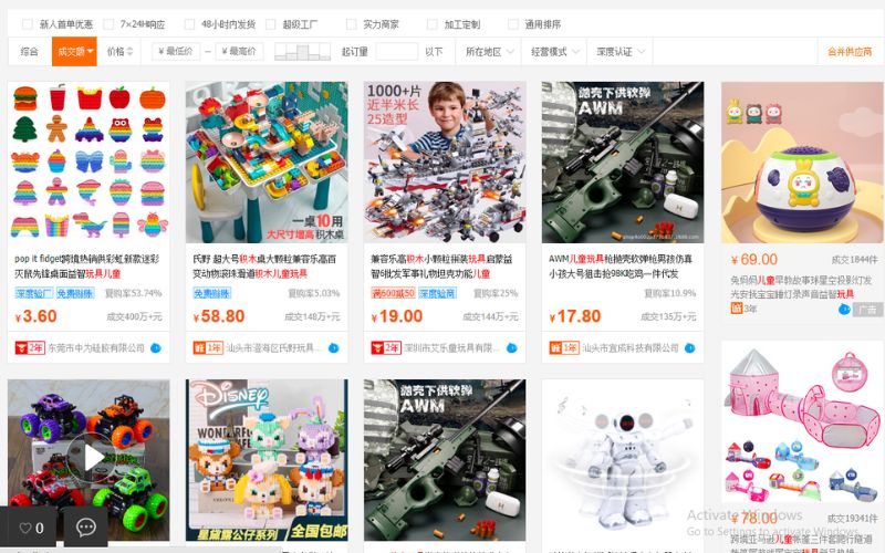 Nhập đồ chơi trẻ em nội địa Trung qua các trang thương mại điện tử