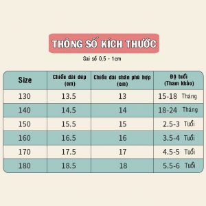 So sánh bảng size dép cho bé Trung Quốc và Việt Nam - Cách đo size dép chuẩn cho bé